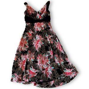 Evan-Picone long Asymmetrical Floral A Line Dress